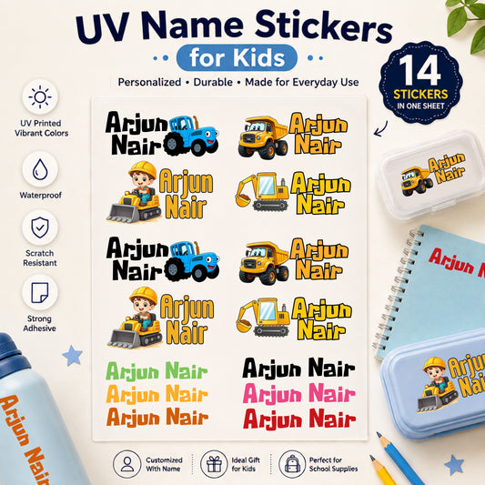 Personalized Car Kids Name Stickers (Waterproof, 14-Pack)