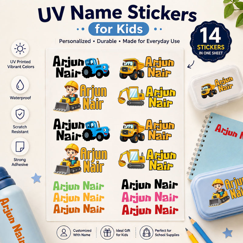 Personalized Car Kids Name Stickers (Waterproof, 14-Pack)