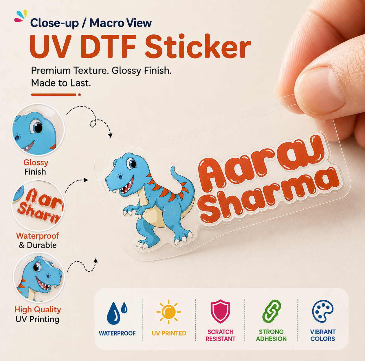 Personalized Dino Kids Name Stickers (Waterproof, 14-Pack)