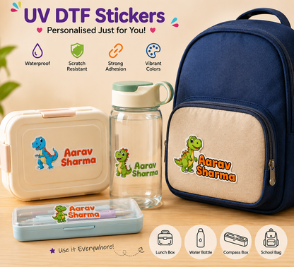 Personalized Dino Kids Name Stickers (Waterproof, 14-Pack)